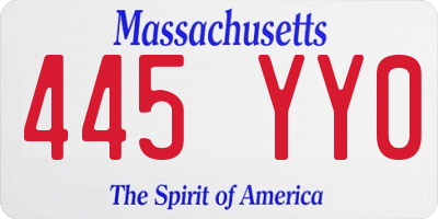 MA license plate 445YY0