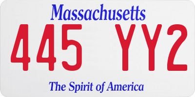 MA license plate 445YY2