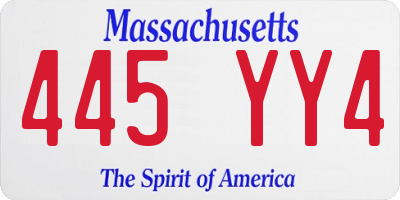 MA license plate 445YY4