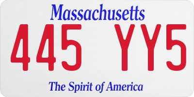 MA license plate 445YY5