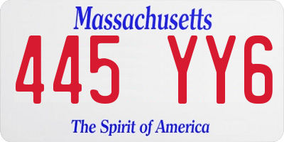 MA license plate 445YY6