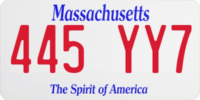 MA license plate 445YY7