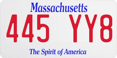 MA license plate 445YY8