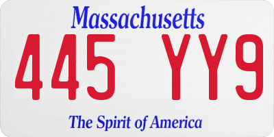 MA license plate 445YY9