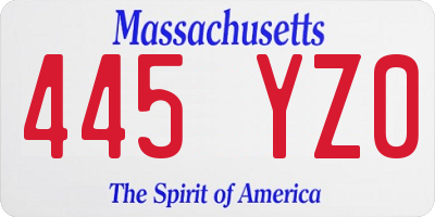 MA license plate 445YZ0