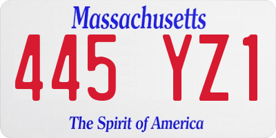 MA license plate 445YZ1