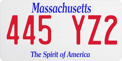 MA license plate 445YZ2