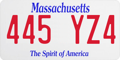 MA license plate 445YZ4