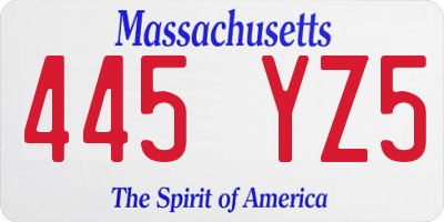MA license plate 445YZ5