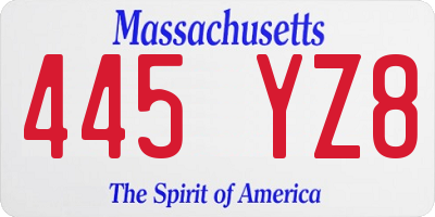 MA license plate 445YZ8