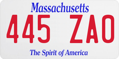 MA license plate 445ZA0