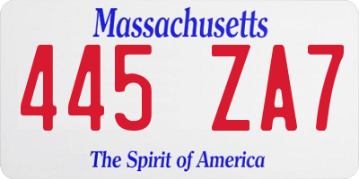 MA license plate 445ZA7
