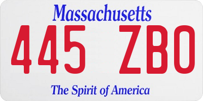 MA license plate 445ZB0