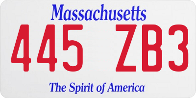 MA license plate 445ZB3