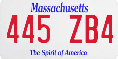 MA license plate 445ZB4