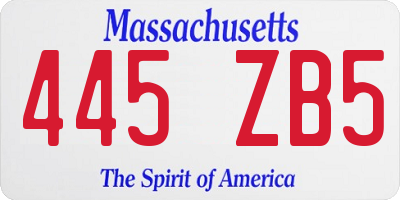 MA license plate 445ZB5