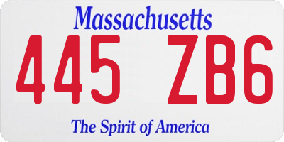 MA license plate 445ZB6