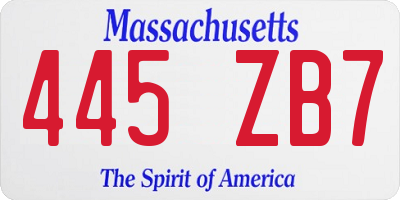 MA license plate 445ZB7