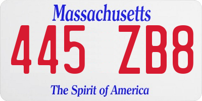 MA license plate 445ZB8