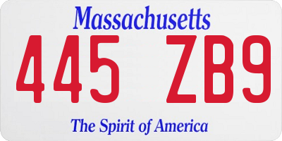MA license plate 445ZB9