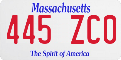 MA license plate 445ZC0