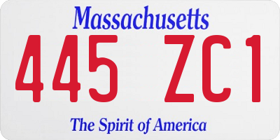MA license plate 445ZC1