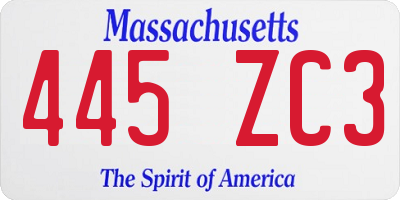 MA license plate 445ZC3