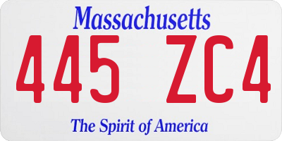 MA license plate 445ZC4