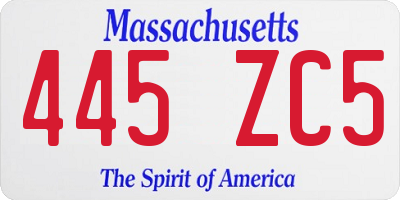 MA license plate 445ZC5