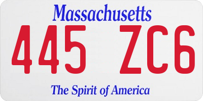 MA license plate 445ZC6