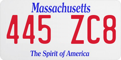 MA license plate 445ZC8