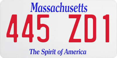 MA license plate 445ZD1