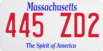 MA license plate 445ZD2