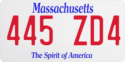 MA license plate 445ZD4