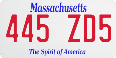MA license plate 445ZD5