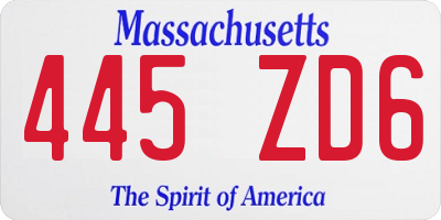 MA license plate 445ZD6
