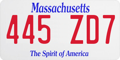 MA license plate 445ZD7