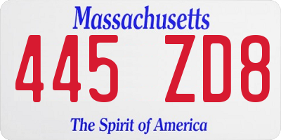 MA license plate 445ZD8