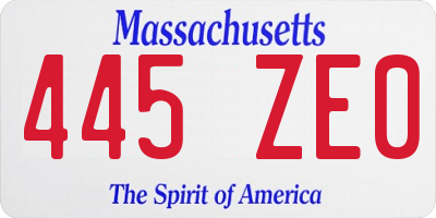 MA license plate 445ZE0