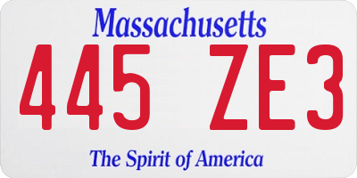 MA license plate 445ZE3