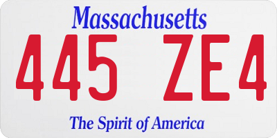 MA license plate 445ZE4