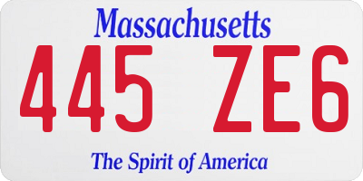 MA license plate 445ZE6