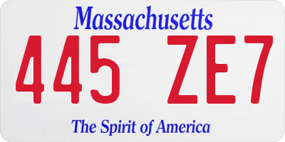 MA license plate 445ZE7