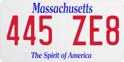 MA license plate 445ZE8