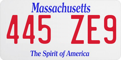 MA license plate 445ZE9