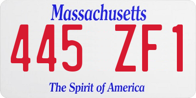 MA license plate 445ZF1