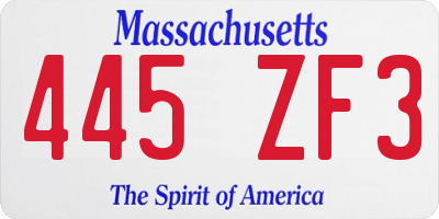 MA license plate 445ZF3