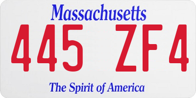 MA license plate 445ZF4