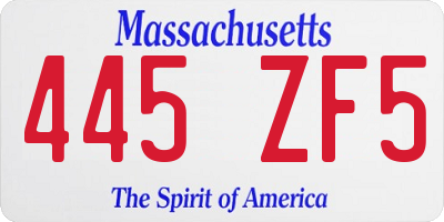MA license plate 445ZF5