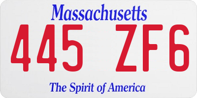 MA license plate 445ZF6
